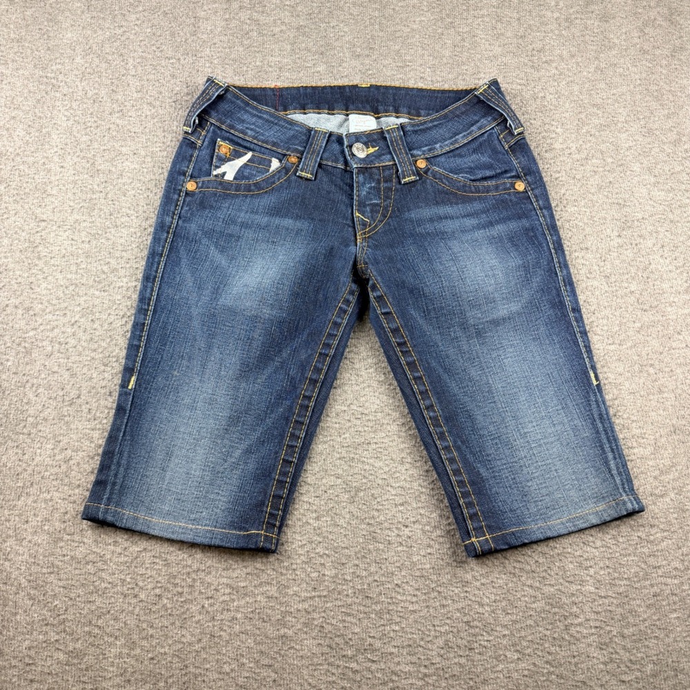 VTG True Religion Women's Size 28‎ Joey Bermuda Shorts Blue Denim